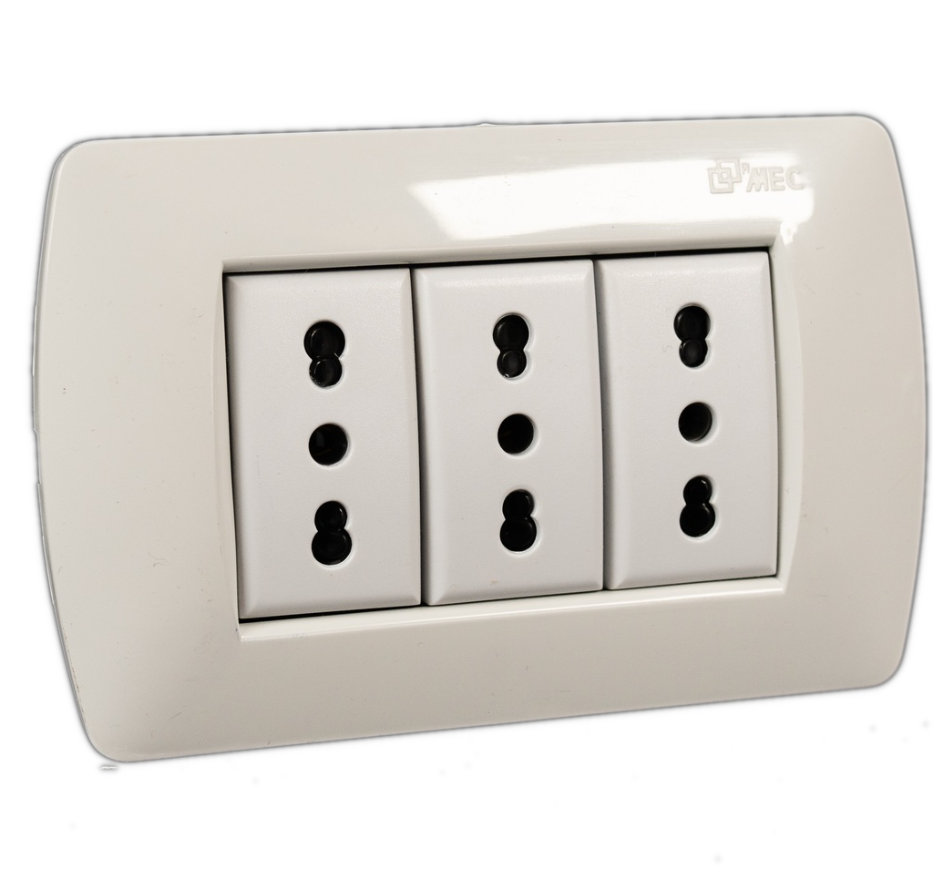 Placa Armada – Tomacorriente Triple Bipaso 10/16