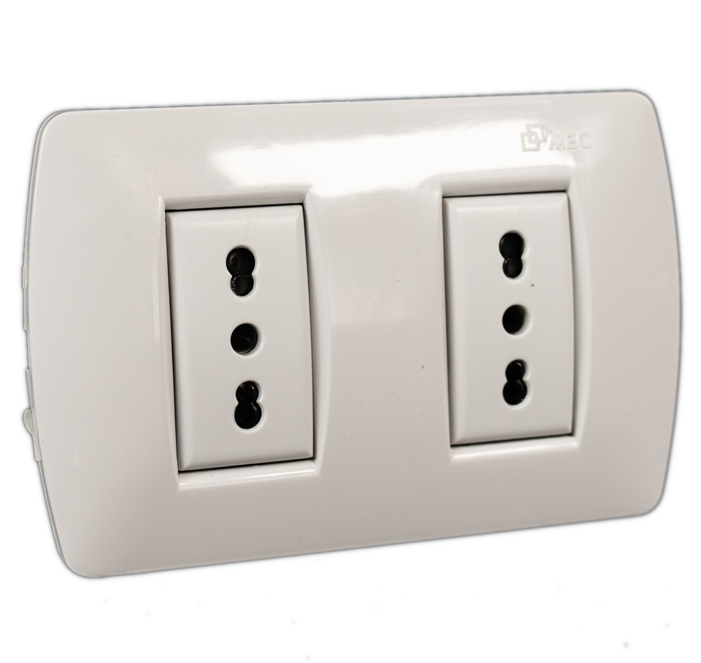 Placa Armada – Tomacorriente Doble Bipaso 10/16