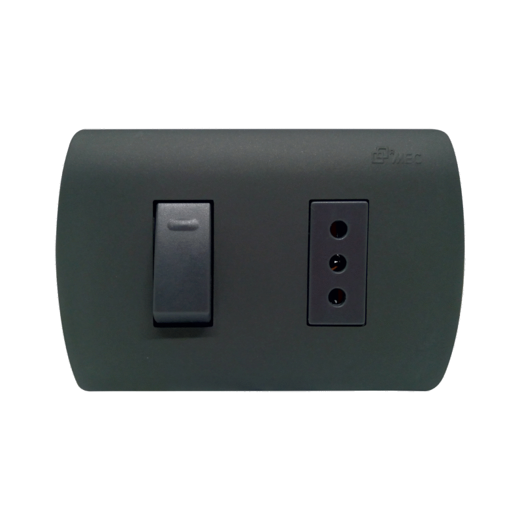 Placa Armada – Interruptor 9/12 + Tomacorriente 10A - Aris Pro Mate