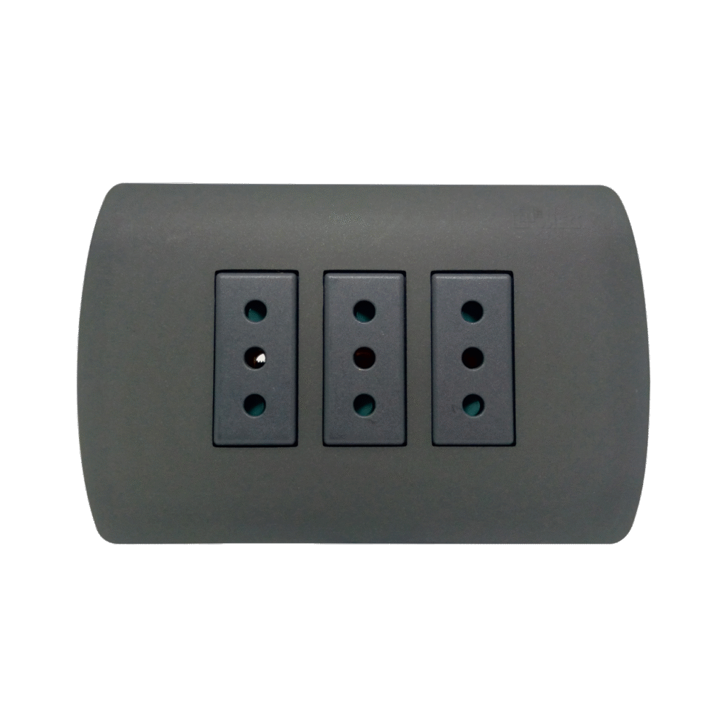 Placa Armada – Tomacorriente Triple 10A Aris Pro Mate